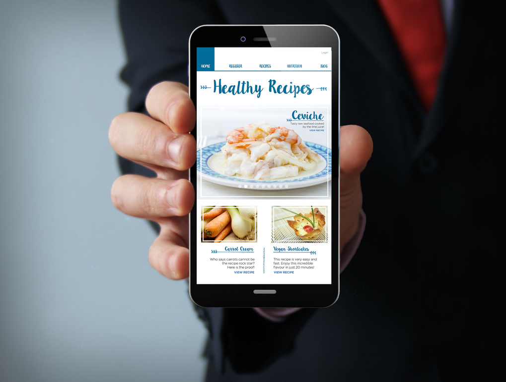 online recipes businessman smartphone